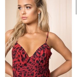 superdown Kaia Bodysuit in Red Leopard